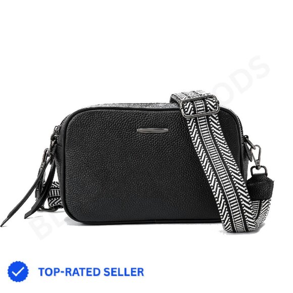 Handbags - Genuine Leather Crossbody Bag Square Camera Messenger Purse Two Straps